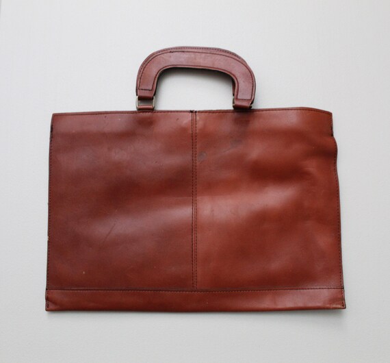 RUST leather secretary bag | 1970s leather bag | … - image 4