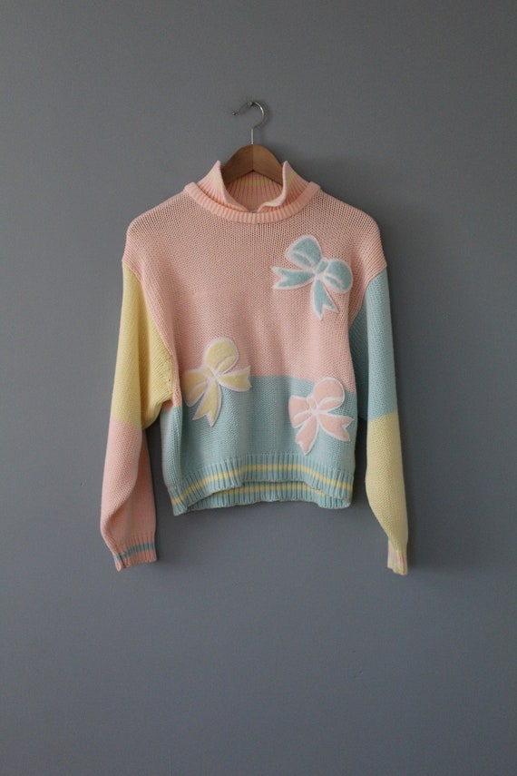 pastel bows pullover sweater