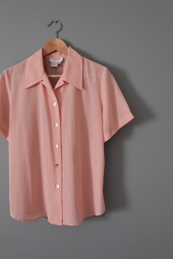 BLUSH pink summer blouse | 1980s slouchy summer t… - image 3