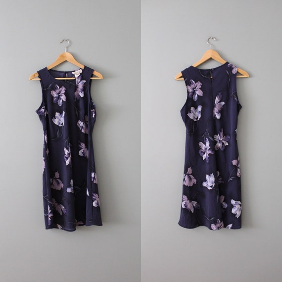 INDIGO blue mini dress | 90s mini dress floral mi… - image 5