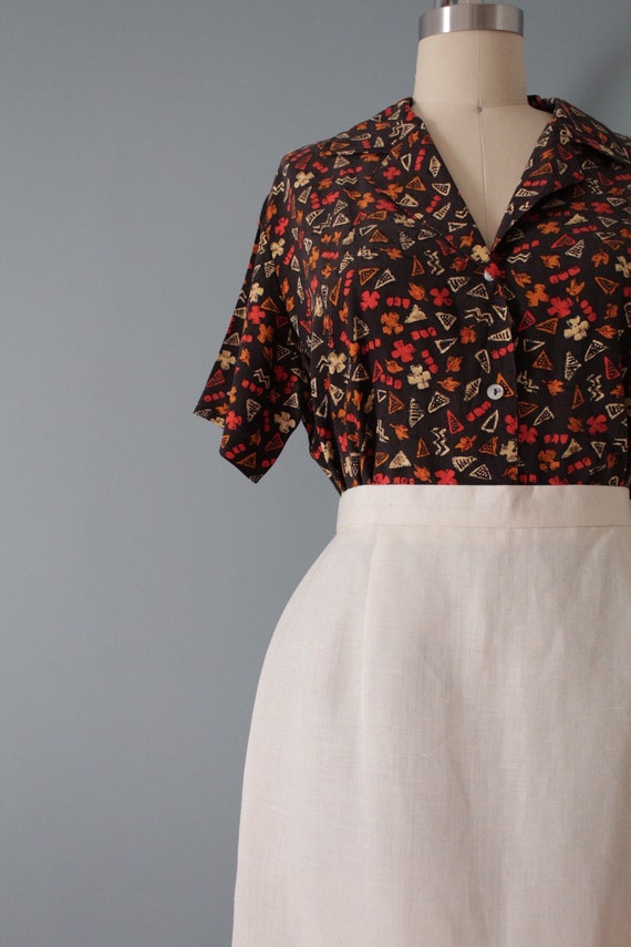 AUTUMNAL silk top | auburn and paprika leafs top … - image 7