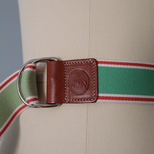 EQUESTRIAN cinch belt canvas and leather belt embossed leather belt image 1
