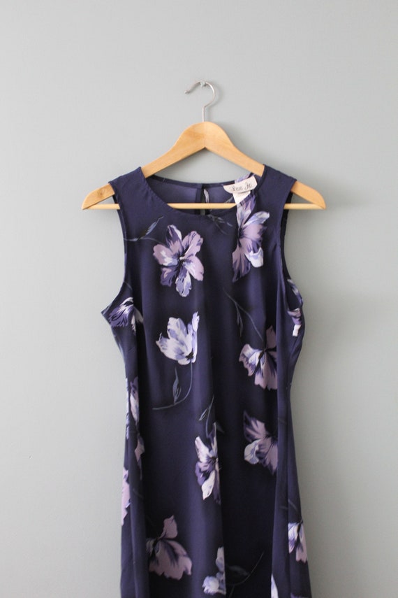 INDIGO blue mini dress | 90s mini dress floral mi… - image 7