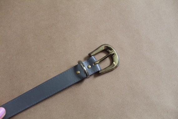 STEEL gray belt | faux leather belt | 1980s vegan… - image 10