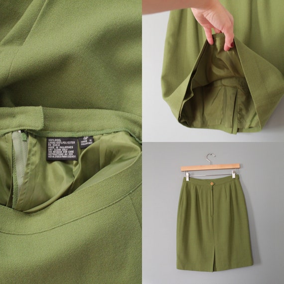 AVOCADO green wool skirt | wool pencil skirt | wo… - image 5