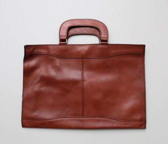 RUST leather secretary bag | 1970s leather bag | … - image 1
