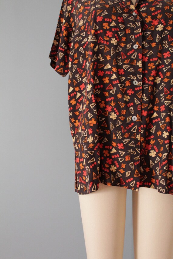 AUTUMNAL silk top | auburn and paprika leafs top … - image 6