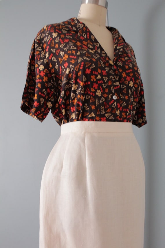 AUTUMNAL silk top | auburn and paprika leafs top … - image 10