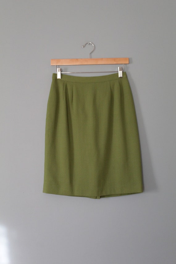 AVOCADO green wool skirt | wool pencil skirt | wo… - image 2