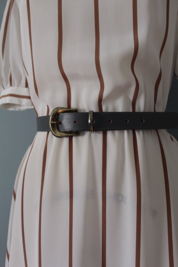 STEEL gray belt | faux leather belt | 1980s vegan… - image 4