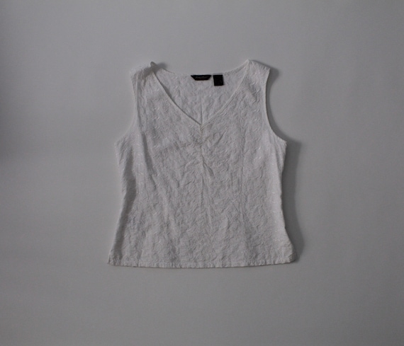 CHALK white cotton top | eyelet embroidered top |
