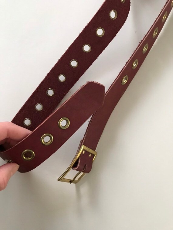 Leather belt modern circles - Gem