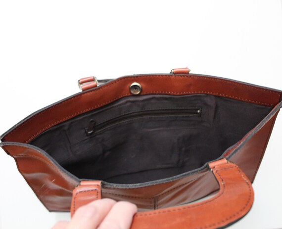 RUST leather secretary bag | 1970s leather bag | … - image 9