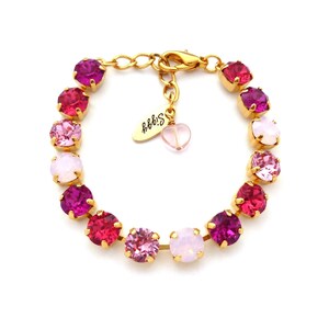 Tennis Bracelet, Made with Genuine Austrian Crystal, 8mm Pink, Fuchsia, Rose Water Opal, Bridesmaids Gift, Assorted Finishes, SUGAR BABY