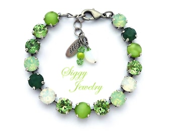Österreichisches Kristall Tennis Armband, Tennis Armband, Smaragd, Grün, Minz Opal, Peridot, verschiedene Ausführungen und Längen, Geschenk Brautjungfer, GREEN Wiesen