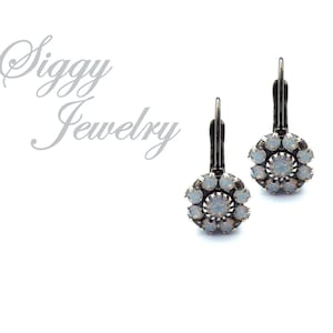 Victorian Style Austrian Crystal White Opal Cluster Earrings, Daisy Flower Earrings, Drops or Studs, Cute And Dainty, Assorted Finishes