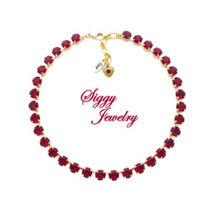 Österrikiskt kristallhalsband, armband och örhängen som tillval, 8 mm siamrött, enfärgat elegant, blandade utföranden och längder