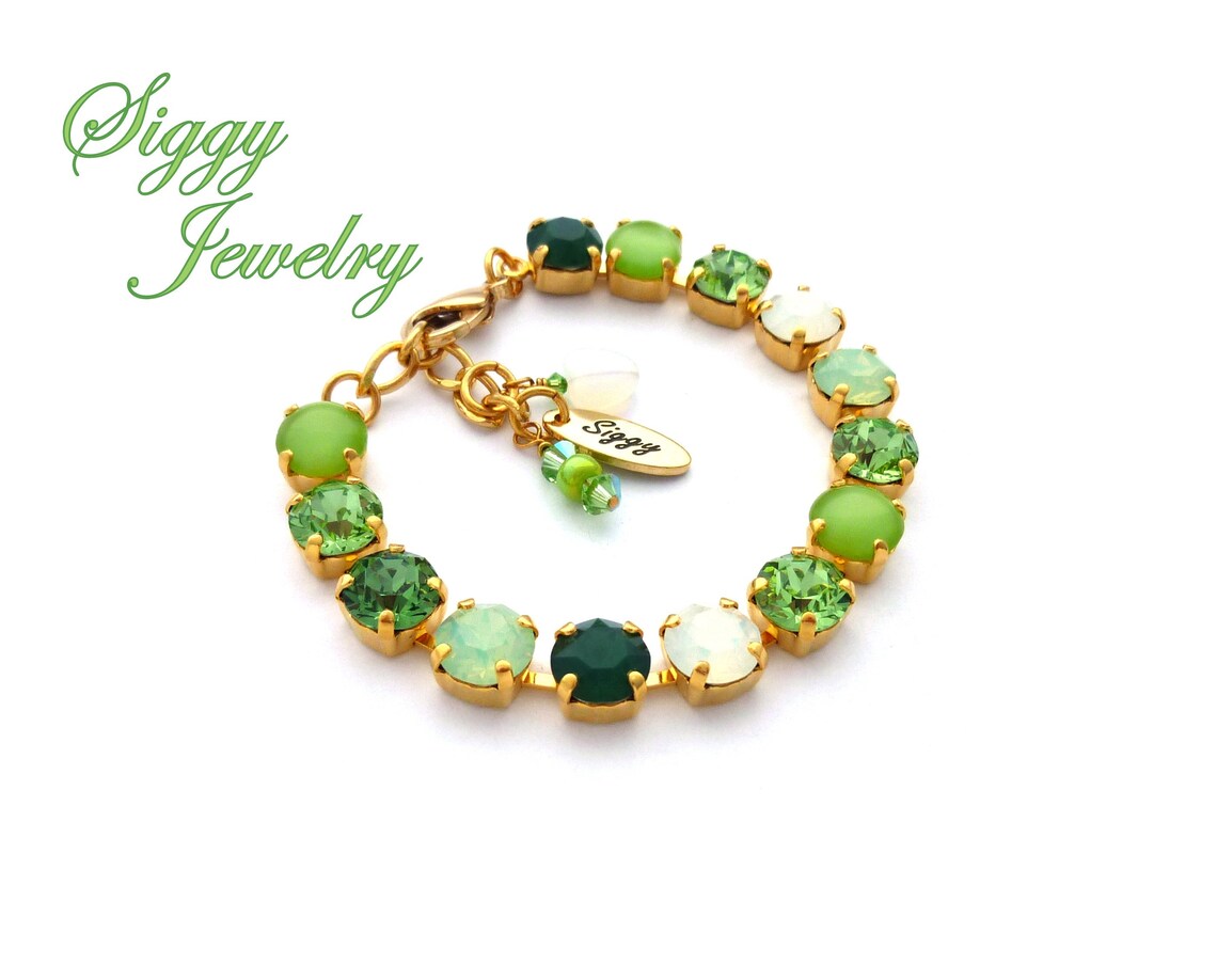 Swarovski Crystal 8mm Tennis Bracelet Emerald Green Mint Etsy