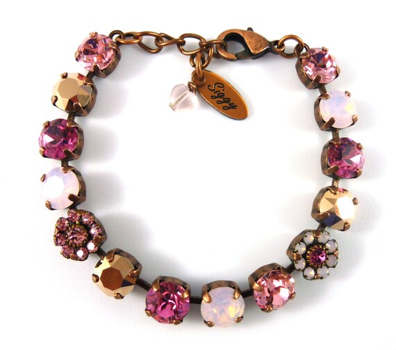 Items similar to Swarovski crystal tennis braceletantique rosevintage