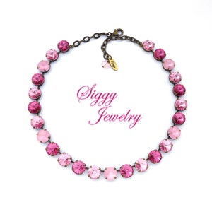 Rose Pink Austrian Crystal Statement Necklace, Bracelet, Earrings or 3 Piece Set, 12mm Rivoli  Assorted Finishes PINK SORBET, Gift Packaged
