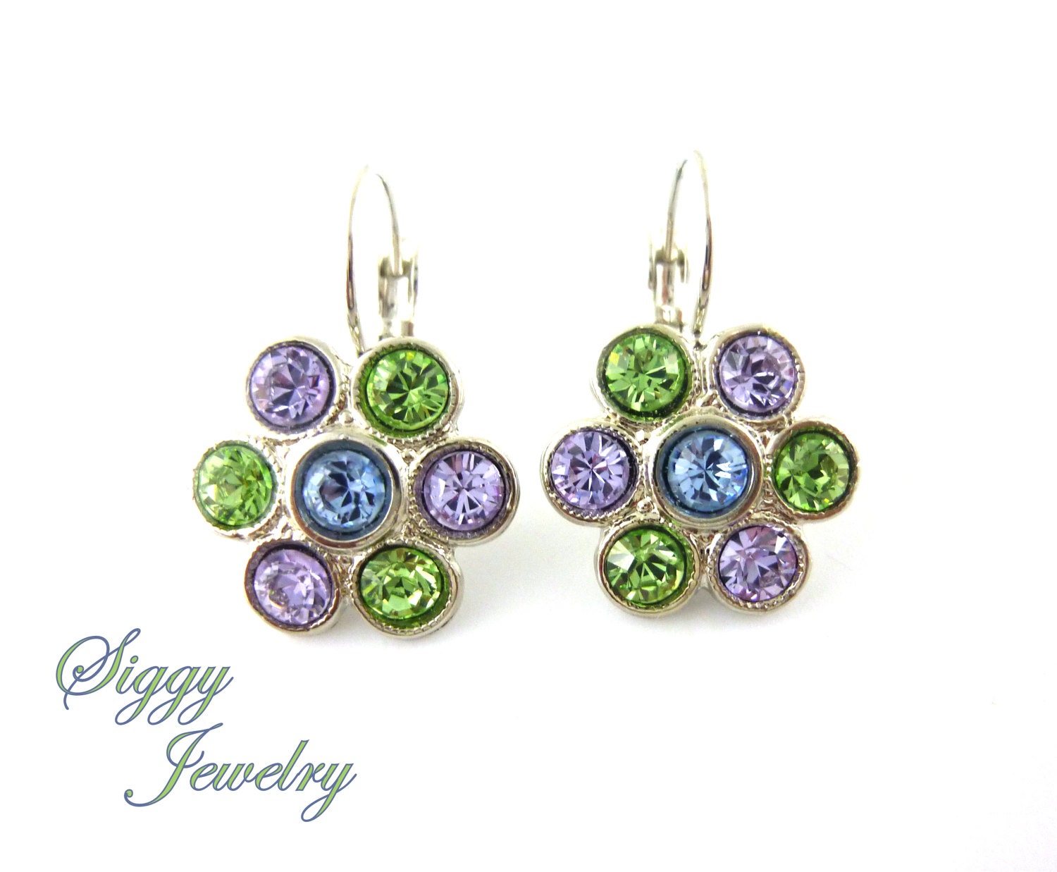 Cute Purple New Crystal Element Proper Daisy Flower Earring Necklace Set Cute Purple New Crystal Element Proper Daisy Flower Earring Necklace Set