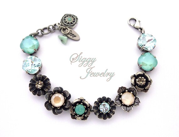 Silver Air Blue Opal Cushion Cut Crystal w/Frame Necklace Silver Air Blue Opal Cushion Cut Crystal w/Frame Necklace