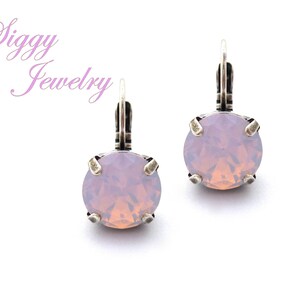 Light Pink Crystal Earrings, 11mm (47ss Chatons) Studs or Drops, Rose Water Opal, Opaque Soft Pink, Bridesmaids Gift, Assorted Finishes