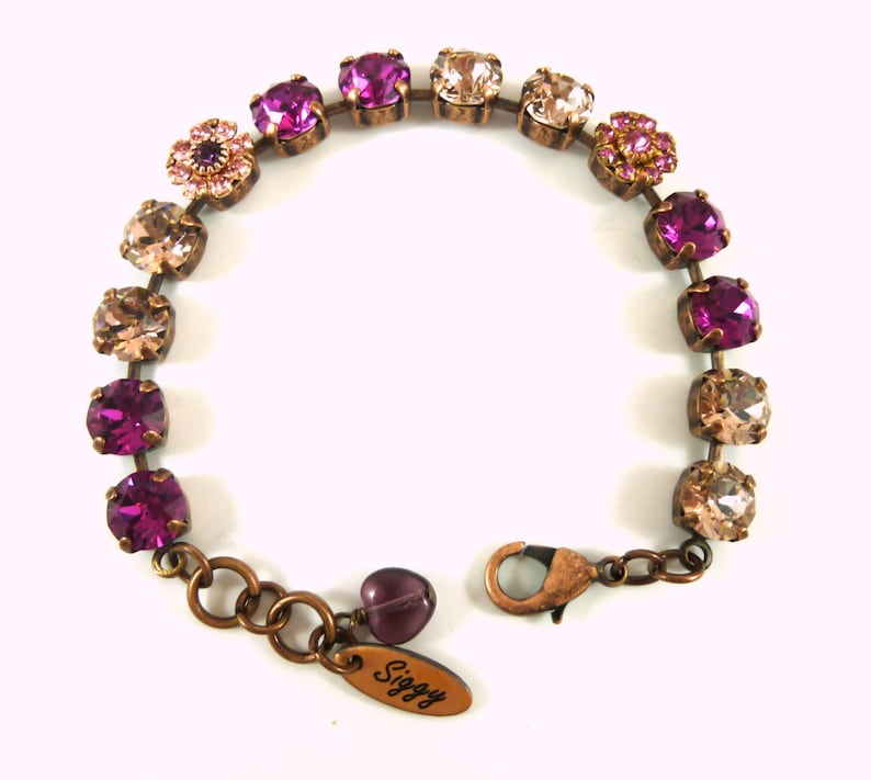 Swarovski Crystal Tennis Bracelet 8mm Fuchsia Vintage Rose Etsy