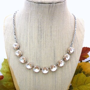 FLIRTINI 12mm Austrian Crystal Rivoli Necklace, Light Silk, Neutral Simple and Elegant, Assorted Finishes,  FREE SHIPPING, Siggy Jewelry