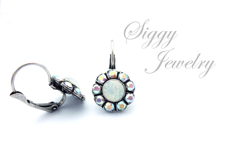 Vintage Style Swarovski Crystal Daisy Flower Earrings Crystal Etsy