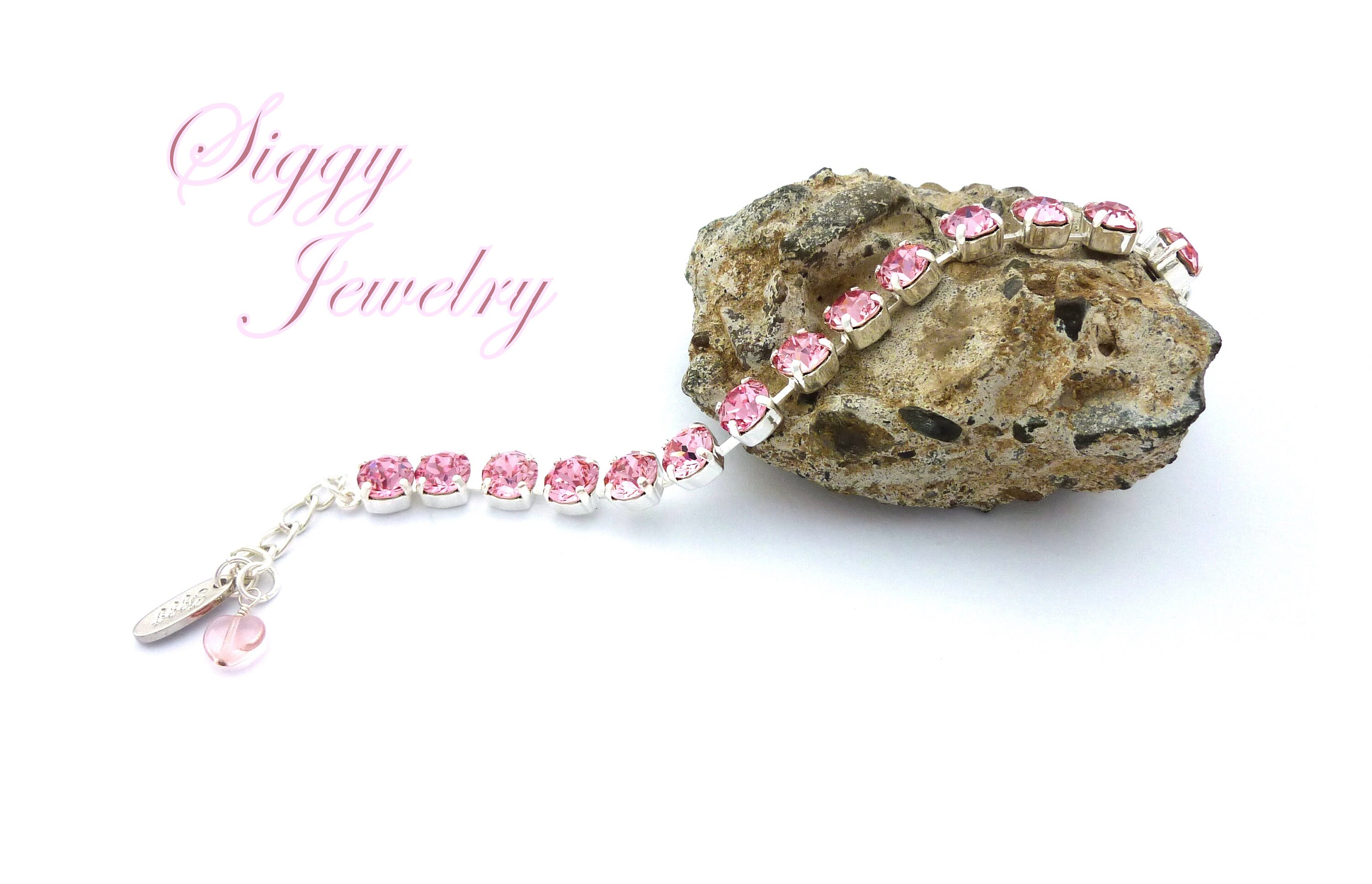 Swarovski Crystal Tennis Bracelet 8mm Light Rose Pale Pink Etsy