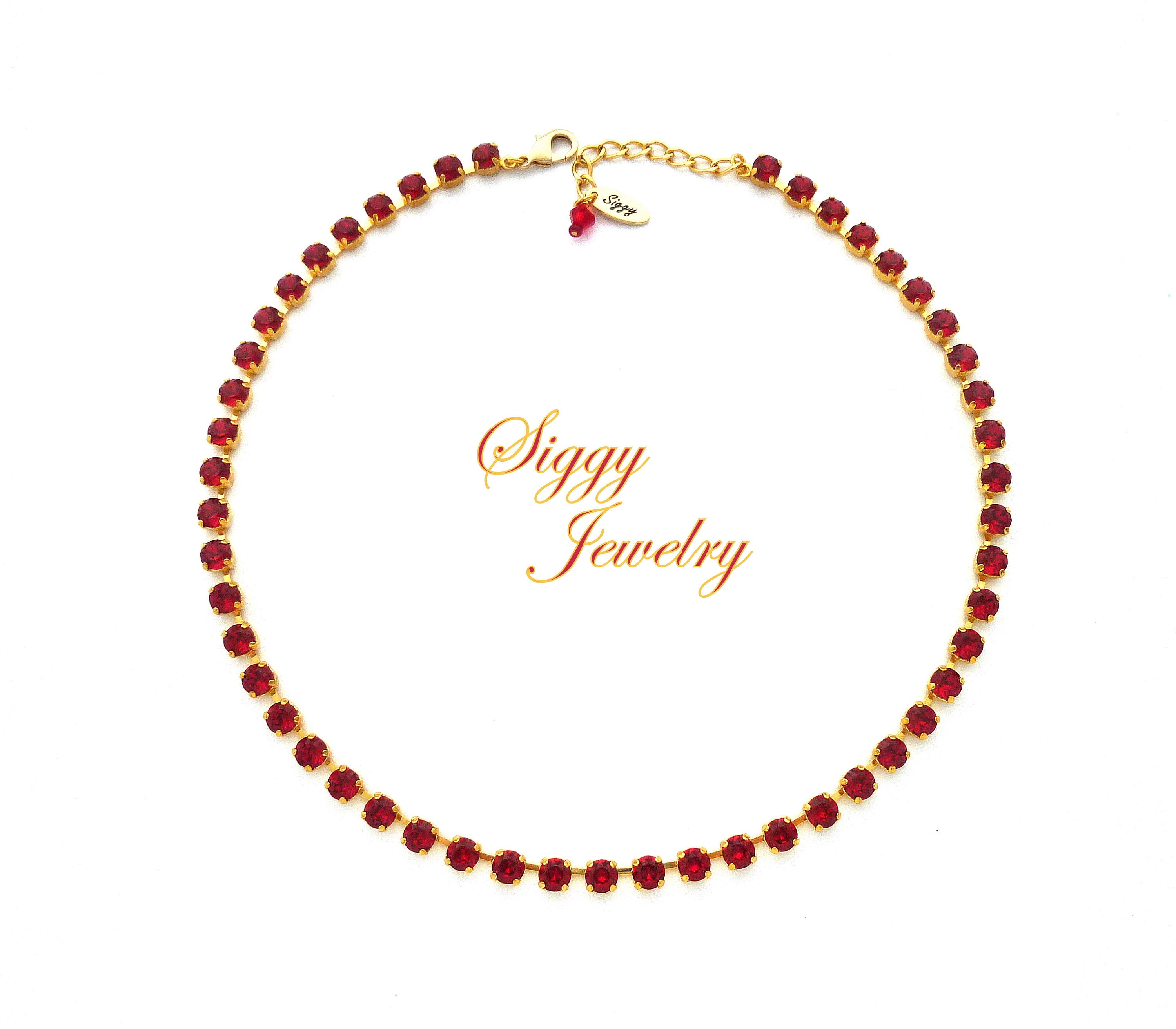 Genuine Austrian Crystal Necklace, 6mm Red, Valentine's Day