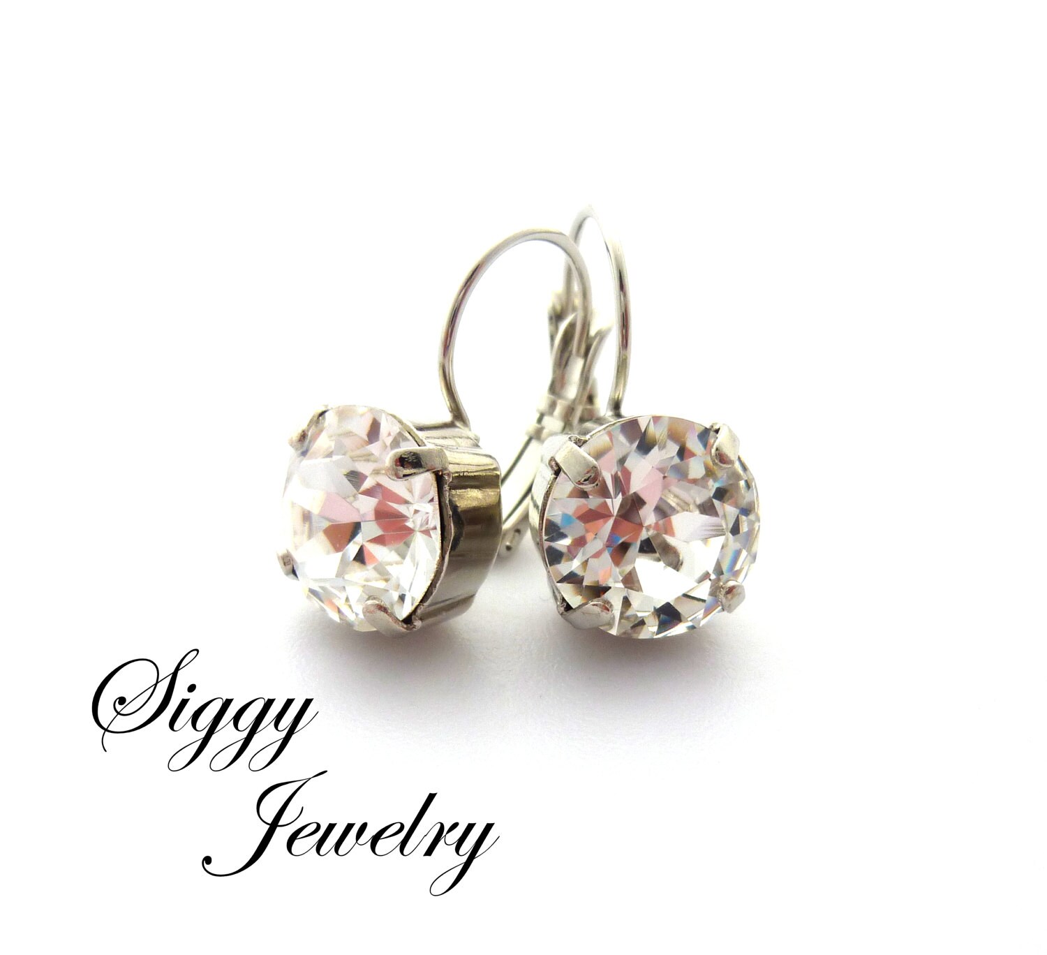 Austrian Crystal Drop Earrings, Available in Clear and AB, 11mm