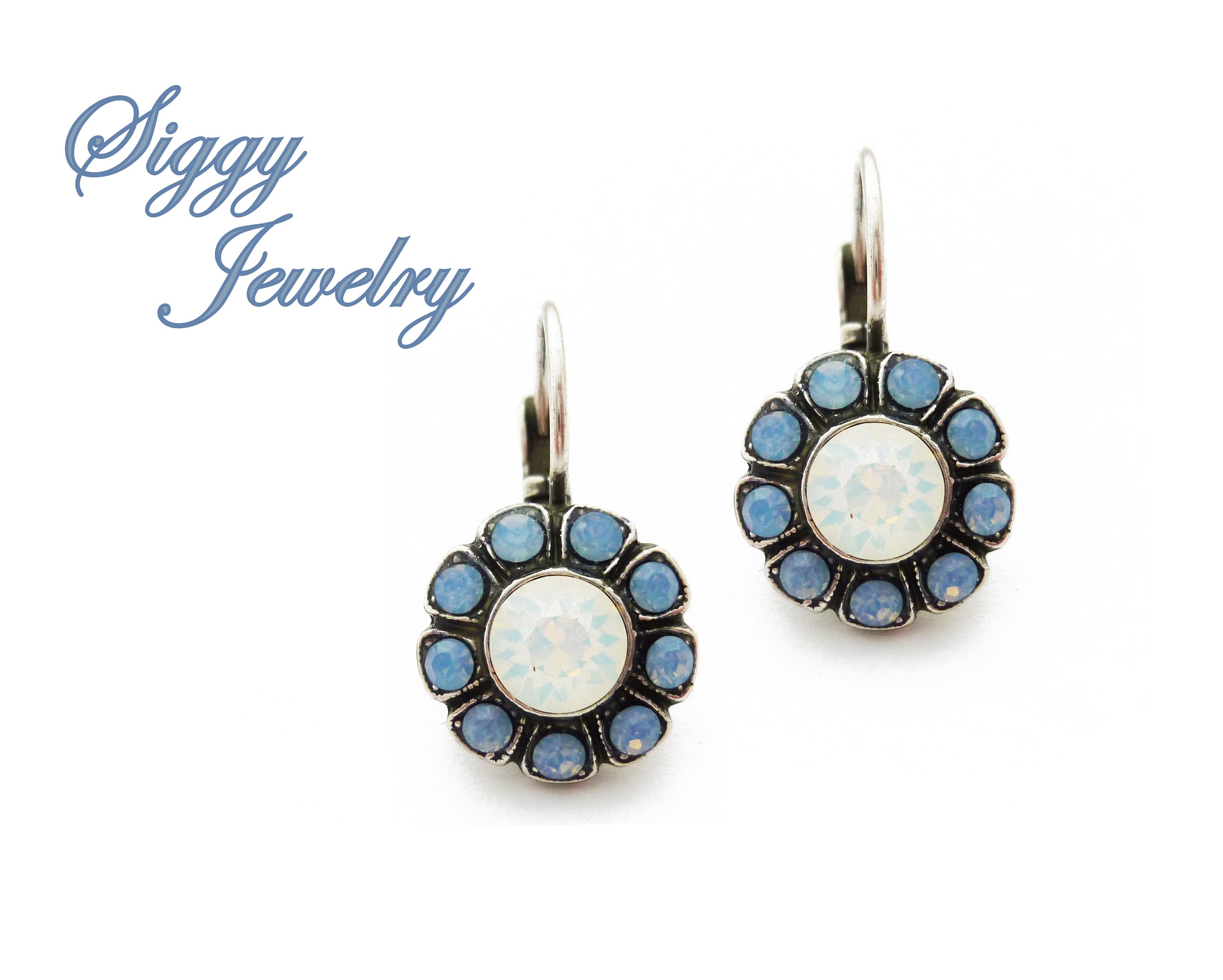 デイジーフラワー 本物のオーストリア産クリスタルイヤリング