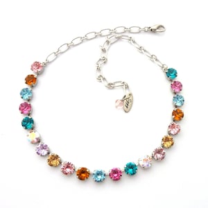Austrian Crystal Necklace, Bright Colorful Multi-Colored, 8mm Crystals, Assorted Finishes, Select Individual Pieces or Complete 3 PC Set