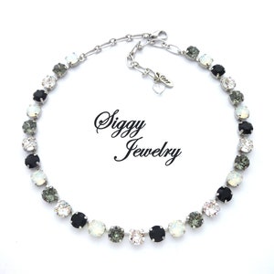 Austrian Crystal Necklace, Bracelet Or Set, 8mm Black, White Opal, Black Diamond, Clear, Wedding Jewelry, METROPOLIS, Assorted Finishes