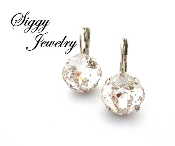 Threader earrings made with Clear AB Swarovski Crystal Elements .925 S Silver