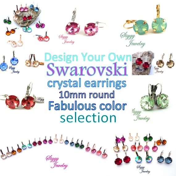 スワロフスキー リボリ 10.6mm オーストリア産クリスタルイヤリング、10 mm リボリ、お好みの色と