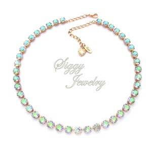 Brilliant Austrian Crystal Necklace, 8mm Crystal Paradise Shine, Iridescent Purple, Blue, Green Hues, Assorted Finishes, Gift packaged