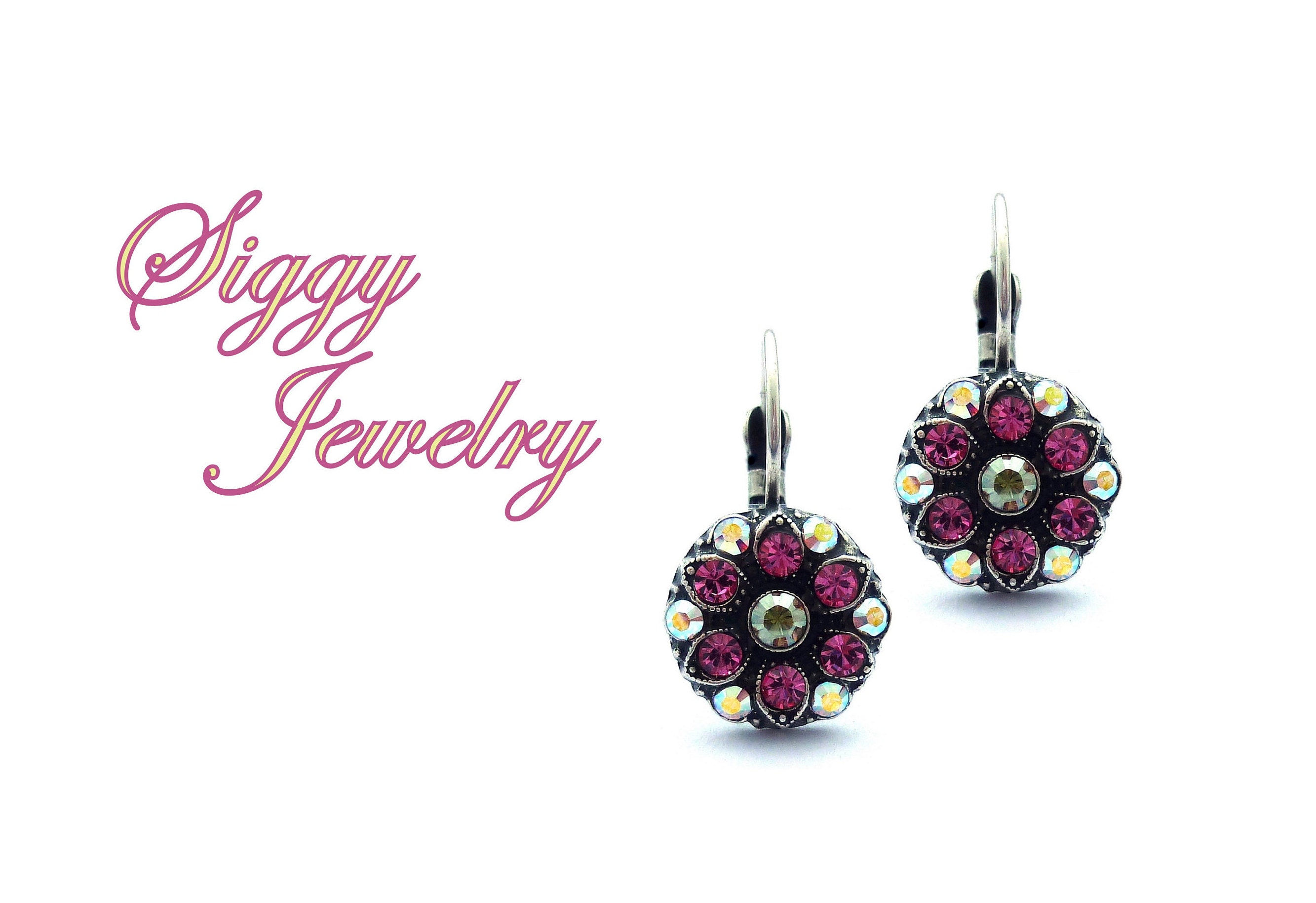Cute Purple New Crystal Element Proper Daisy Flower Earring Necklace Set 