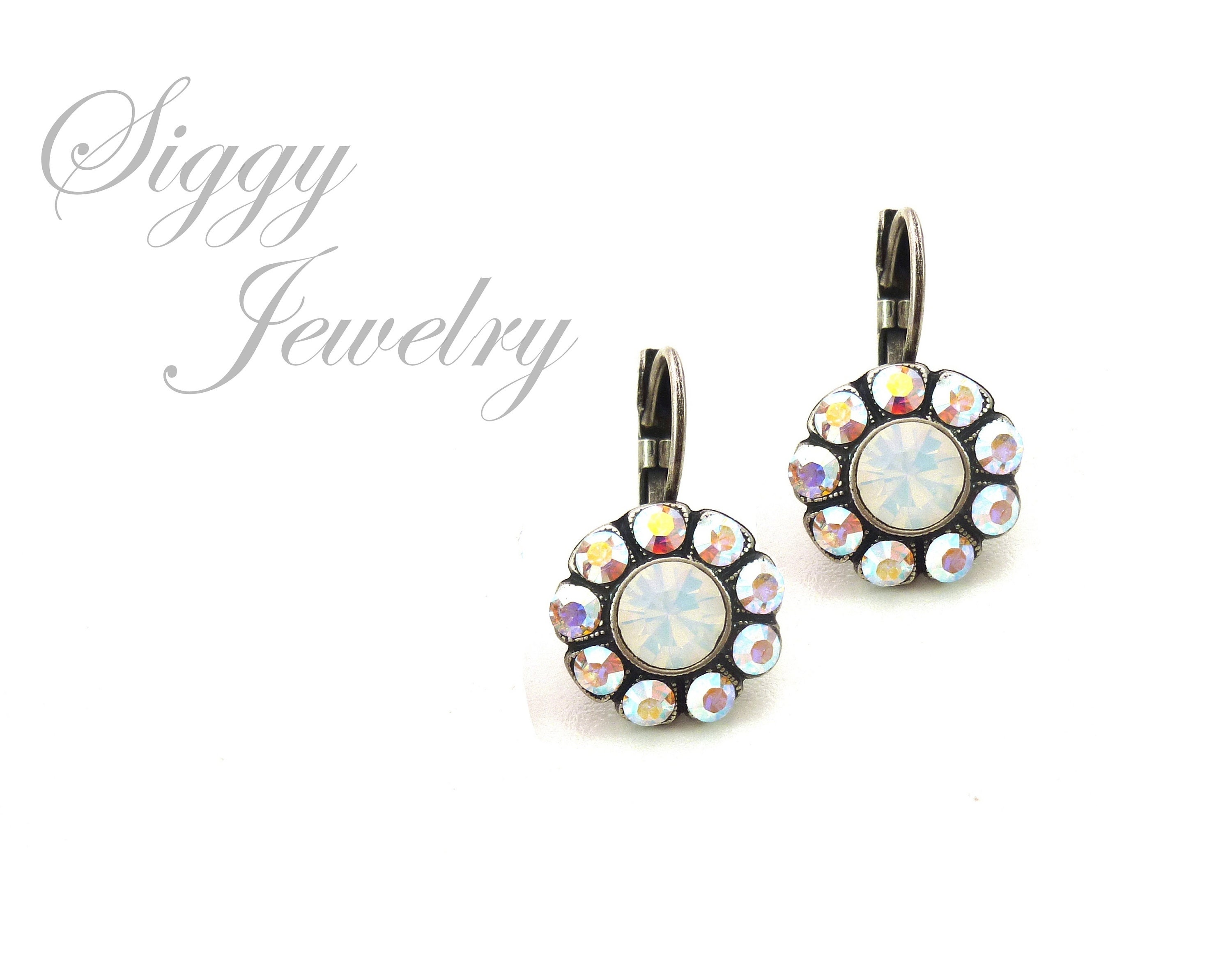 Vintage Style Swarovski Crystal Daisy Flower Earrings Crystal Etsy