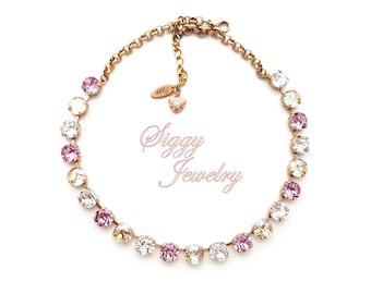 Austrian Crystal Necklace, 10mm (45ss) Light Rose, Crystal Golden Shadow, Clear, Sparkly and Glamorous, Assorted Finishes COSMOPOLITAN