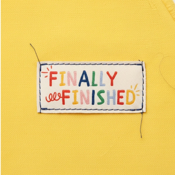 Cotton Sewing Labels – Funny Pack of 8 Labels “Finally Finished” Tags, Fun Clothing Labels for Handmade Projects, Knitting. Sewer 001