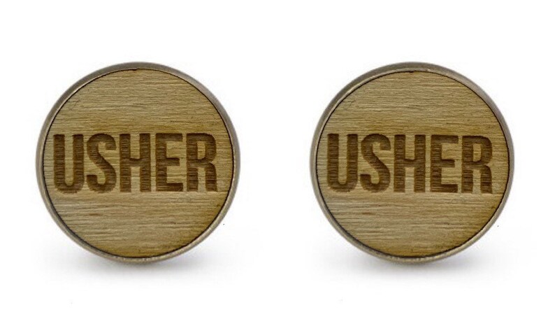 Wooden Usher Groomsman Wedding Party Couple Wedding Gift Boxed Wood Cufflinks