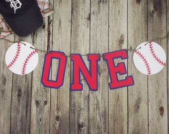 Baseball Banner - Baseball Party - Baseball ONE Banner-  Age Banner - First Birthday Banner