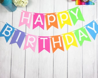 Rainbow Happy Birthday Banner - Rainbow Banner - Rainbow Decor - Happy Birthday Rainbow - Rainbow Birthday Decor