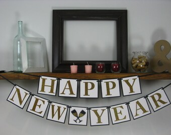 Happy New Year Banner - - New Year's Photo Prop - New Year's Decor