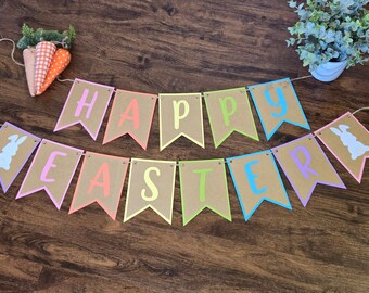 Happy Easter Banner - Happy Easter Decoration -  Easter Decor - Rustic Easter Banner