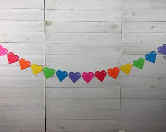 Rainbow Heart Garland - Rainbow Garland - Rainbow Decor - Heart Garland