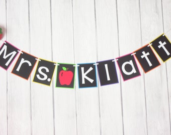 Teacher Banner - Classroom Banner - Apple Banner - Chalkboard Banner - Classroom Decor